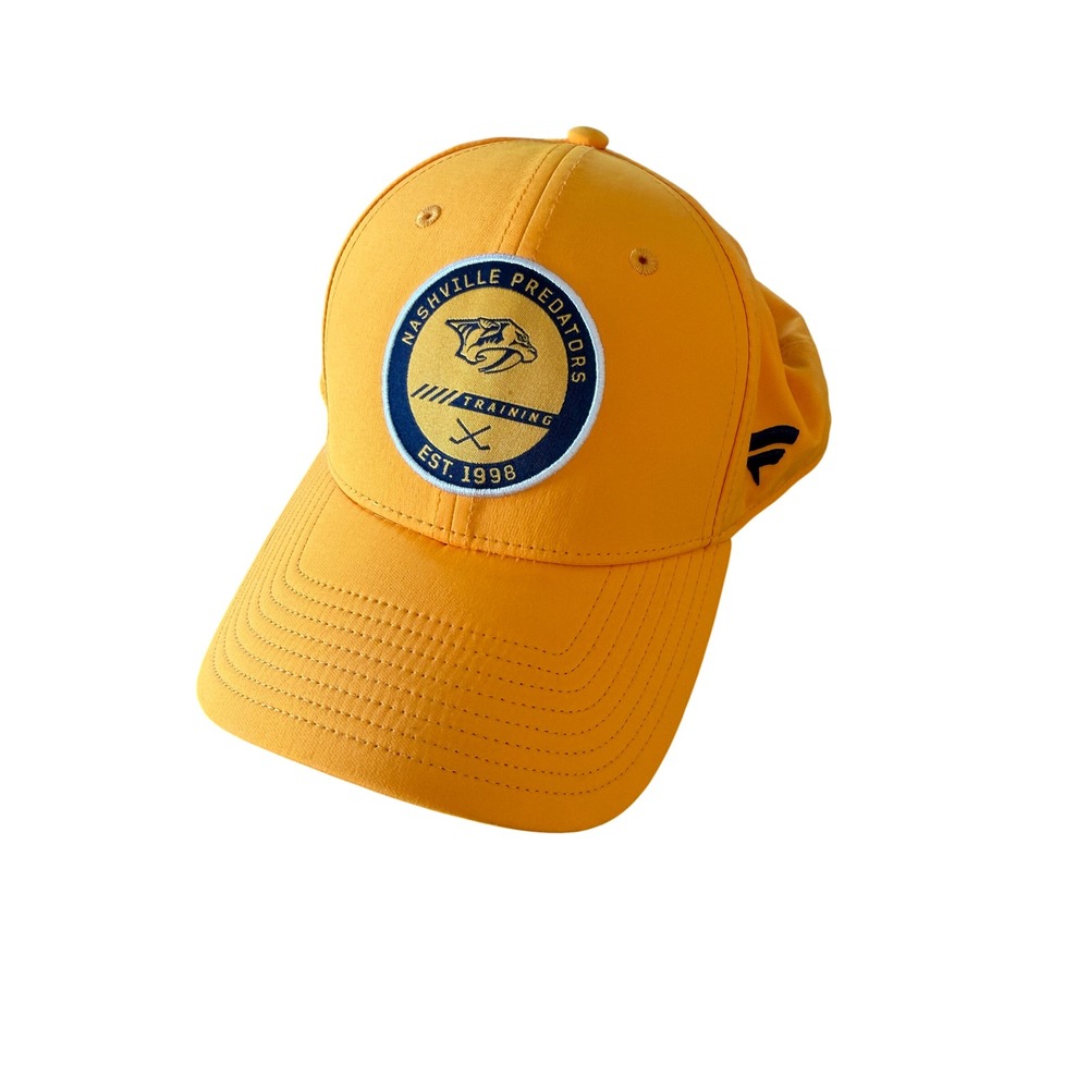 Fanatics Nashville Predators Authentic Pro Training Hat Gold L/XL NHL Flex Fit